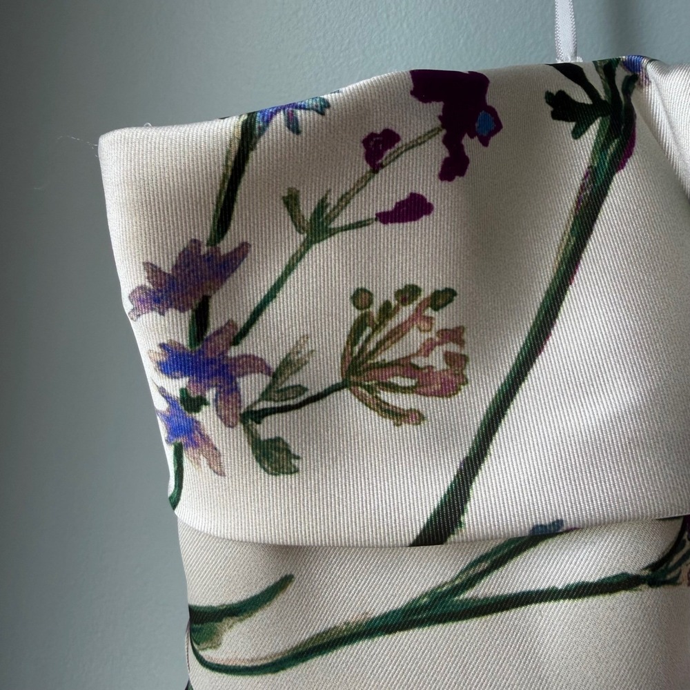 Marchesa Notte Erwina Strapless Floral Midi Dress Purple Bow Strapless Mermaid 8 - Picture 7 of 16